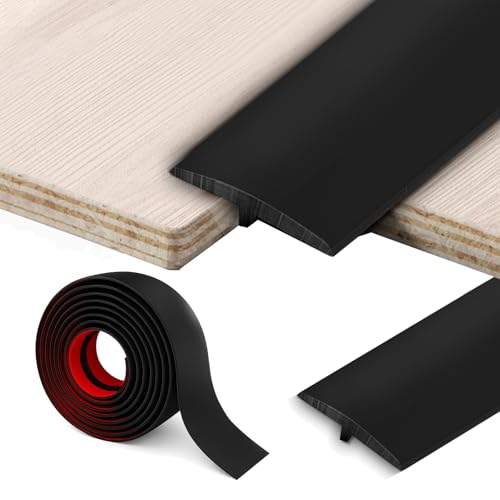 Übergangsprofil,T Profil Übergangsprofil Selbstklebend,5cm×3m PVC Boden Flache Spaltabdeckung,Holzböden Fliesen Abdeckleiste für Türschwellen und Verbindungsböden von Laminatdielenfliesen(Schwarz) von Yunlaishaocer