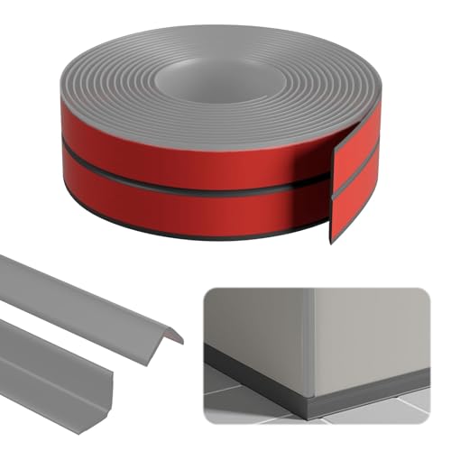 Wandleisten Selbstklebend, 1cm x 1cm x 12m Eckleiste Selbstklebend, PVC Flexible Weichsockelleiste Grau, Kantenschutz Selbstklebend, Flexible Winkelleiste Selbstklebend für Türen, Fenster, Wände Wandleisten Selbstklebend, 1cm x 1cm x 12m Eckleiste Selbstklebend, PVC Flexible Weichsockelleiste Grau, Kantenschutz Selbstklebend, Flexible Winkelleiste Selbstklebend für Türen, Fenster, Wände von Yunlaishaocer