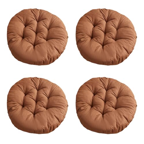 Yunlaishaocer 4er Set Sitzkissen Rund, Stuhlkissen 40x40cm, Sitzpolster Outdoor & Indoor, Auflagen für Gartenstühle, Bürostuhl, Balkonstuhl (Licht Braun) von Yunlaishaocer