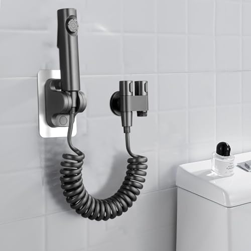 Yunlaishaocer Bidet Handbrause, Grau Handbrause Toilette Set, Bidet Set mit EdelstahlSprühköpfe, Schläuche und Haken, bidet Brause zur REinigung Toilettenhygiene, Bädern, Gärten von Yunlaishaocer