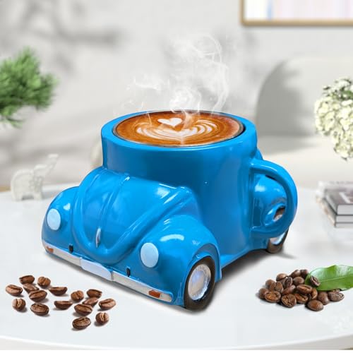 Yunlaishaocer Kaffeetassen Groß, Kaffeebecher Keramik, Käferform Coffee Cup, Personalisierte Mug Modern, Teetasse Geschenk für Autoliebhaber(Blau) von Yunlaishaocer