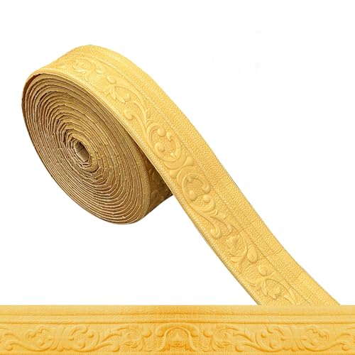 Yunlaishaocer Zierleisten Selbstklebend Gold 10mx8cmx5cm, Selbstklebende Bordüre Wasserfester, Stuckleisten Wand, Bordüre Selbstklebend Gold, Geeignet für Flure, Wandgemälde, Decken, Ecken, Linien von Yunlaishaocer