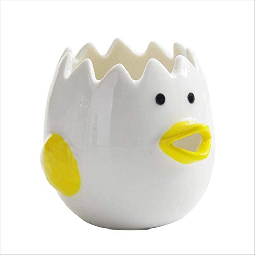 Yunobi Eiertrenner aus Keramik, Hühnerform, Eigelb, Weiß von Yunobi