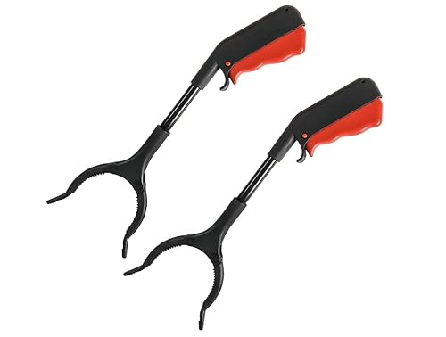 Yunova 2 Stück Müllgreifer Kurz 30cm - Leicht Greifzange für Senioren & Kinder, Tragbare Müllzange für Recycling/Garten/Hof, Robust ABS Aufhebehilfe (Schwarz)​ von Yunova
