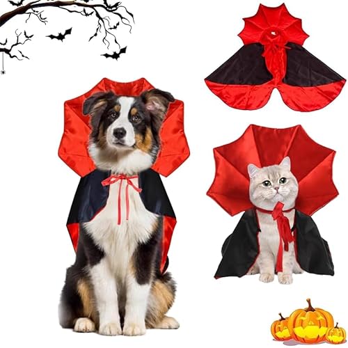 Yunova Halloween Katzenkostüm Vampir Cape, Roter & Schwarzer Umhang mit Klettverschluss für Katzen & Kleine Hunde, L Größe, Haustier Outfit für Party & Foto Yunova Halloween Katzenkostüm Vampir Cape, Roter & Schwarzer Umhang mit Klettverschluss für Katzen & Kleine Hunde, L Größe, Haustier Outfit für Party & Foto von Yunova