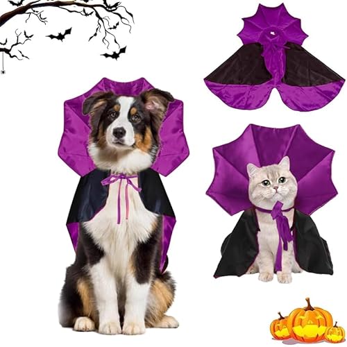 Yunova Halloween Katzenkostüm Vampir Umhang, Lila & Schwarzer Cape mit Klettverschluss für Katzen & Kleine Hunde, L Größe, Haustier Outfit für Halloween & Fotos Yunova Halloween Katzenkostüm Vampir Umhang, Lila & Schwarzer Cape mit Klettverschluss für Katzen & Kleine Hunde, L Größe, Haustier Outfit für Halloween & Fotos von Yunova