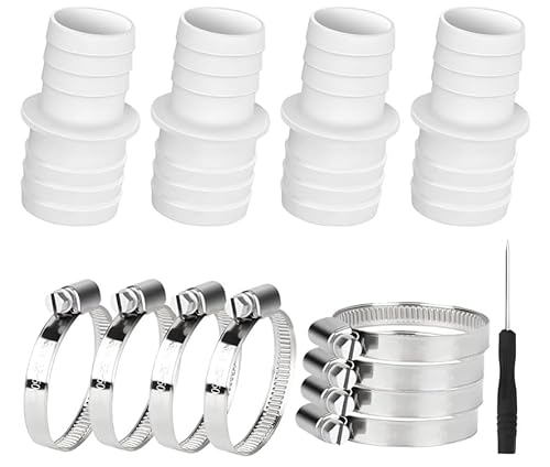 Yunova Poolschlauch 38mm Verbinder 4er Set – Universal Adapter 32/38mm, PVC, inkl. 8 Zubehör & Montagewerkzeug, Dicht & Langlebig, Schlauchverbinder für Pool, Garten, Whirlpool, Teich von Yunova