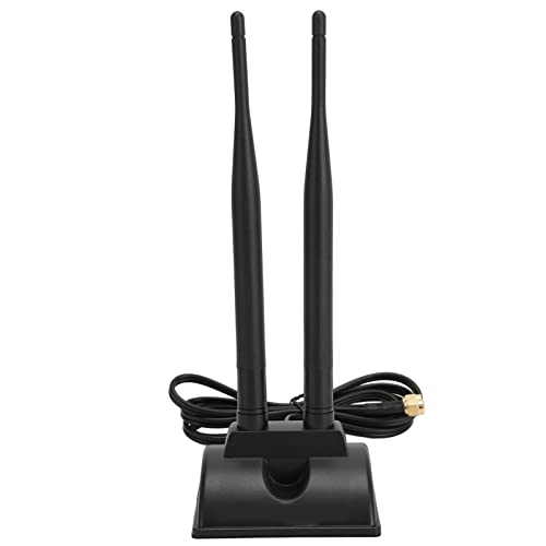 2,4 GHz 5,8 GHz Dualband-WLAN-Antenne, SMA 6 DBi High Gain Rundstrahlantenne mit Magnetfuß, für PC, Computer, WLAN-Router, Mobiler Hotspot von Yunseity