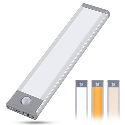 2er-Set Bewegungsmelder-LED-Licht, Wiederaufladbare 3-Farben-90-LED-Schrankleuchte, überall Anbringbare Magnetische Nachtlichtleiste für Unter Dem Schrank, Im Flur Usw von Yunseity