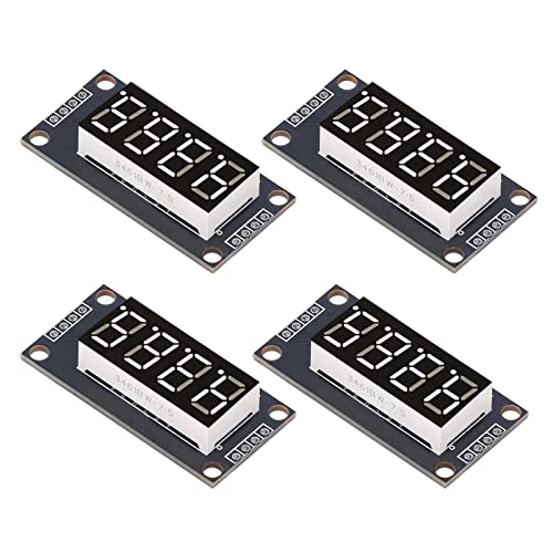 4 Stück TM1637 0,36-Zoll-LED-Display-Digitalröhre, 4-stelliges 7-Segment-5-V-Digitalröhren-Anzeigemodul (Weiß MRA110A) von Yunseity