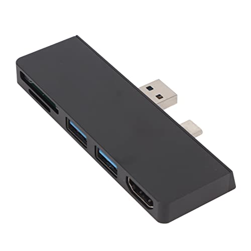 Yunseity 5-in-2-USB-C-Hub für Surface Pro7, mit 4K-HDMI, 2 USB-3.0-Anschlüssen, SD-TF-Kartenleser, Aluminiumlegierung, für Windows (Schwarz) von Yunseity