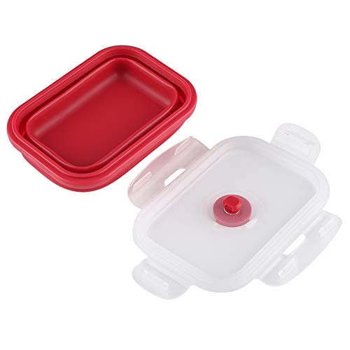 Bunter 350ml Silikon Rechteck Bento Box Faltbarer Lunch Mikrowelle Lebensmittelbehälter (Rot) von Yunseity