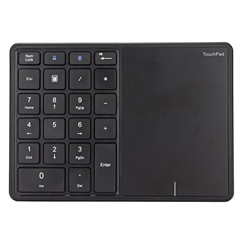 Yunseity Kabelloser Ziffernblock 2,4 G Kabelloser Nummernblock mit Touchpad 22 Tasten Bluetooth-Ziffernblock Numpad 7,5-Grad-Winkel Externe Numpad-Tastatur(Schwarz) von Yunseity