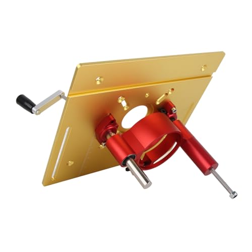 Router Lift System Kit, Frästisch-Einlegeplatte mit Fräslift, Ringen und Schrauben, Montageplatte für die Holzbearbeitung (Gold) von Yunseity