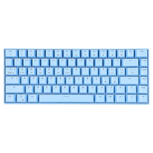 Yunseity 2.4G Wireless//Wired Blue Mechanische Tastatur, 82 Tasten 3 Modi RGB-Tastatur mit Hintergrundbeleuchtung, Wiederaufladbarer Akku, für, Andriod, IOS (Linearer Aktionsschalter) von Yunseity