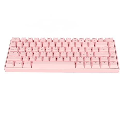 Yunseity 2.4G Wireless//Wired Mechanical Keyboard Pink, 82-Key 3 Modes RGB Backlit Keyboard, Rechargeable Battery, for Windows, Andriod, IOS (Blauer Schalter) von Yunseity