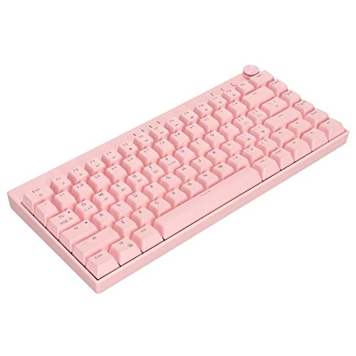 Yunseity 2.4G Wireless//Wired Pink Mechanical Keyboard, 82-Key 3 Modes RGB Backlit Keyboard, Rechargeable Battery, for Windows, Andriod, IOS (Linearer Aktionsschalter) von Yunseity