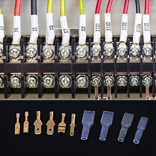 Yunseity 270-Teiliger Kabelanschluss, Goldenkupferer-Stecker-Steckverbinder, Hochschsicherheit-Kabelanschluss-Kit, MIT Isolierhüls und Aufbewahrungsbox. (270pcs Goldeinsatzplatte plus Feder mit) von Yunseity
