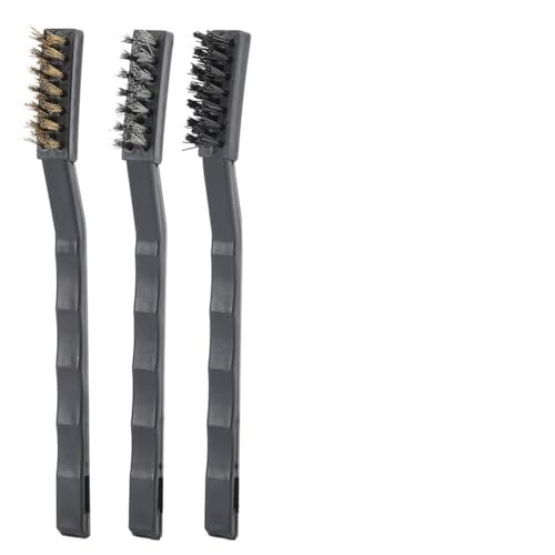 Yunseity 3-Teilige Reinigungsbürsten, Stahllaht + Messsingraht + Nylondraht 3D-Mascher Staubrrostentfernungs-Reinigungsbürste für 3D-DRUCKEREXTRUDERDÜSE, METALLETILELE von Yunseity
