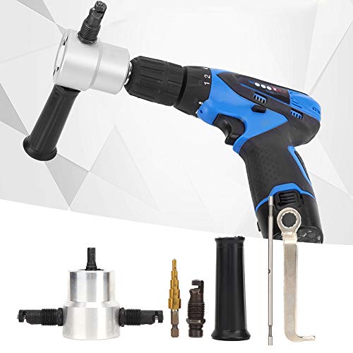 Yunseity 6-Teeliges Doppelkopf-Knabber-metallschneider-kit, 360 ° Metallblech-Knabber-Leider-Lochsäge-Bohrer-Befestigungssatz, Gerades Schneiden und Kurvenschneiden, von Yunseity