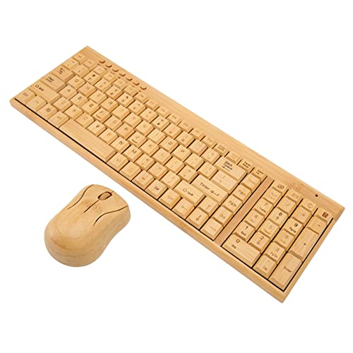 Yunseity Bambus-Tastatur und Maus, 2,4 GHz Kabellose Holztastatur, PC-Computer-Tastatur oder Maus, Geschenkauswahl (Kombination aus Maus und Tastatur) von Yunseity