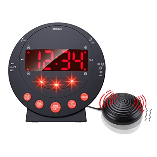 Yunseity Extra Lauter Vibrationswecker mit 110 DB Bettschüttler-Wecker mit Rotem Alarmlicht Digitaluhr mit Großem Display für Schwerschläfer Gehörlose und Schwerhörige von Yunseity