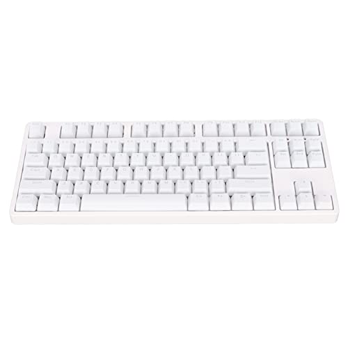 Yunseity Gaming-Tastatur, 87 Tasten, Kabelgebundene Mechanische Tastatur, Tastatur mit Rotem Schalter und Farbsublimations-Tastenkappen, für/Mac/PC/Laptop (Weiss) von Yunseity