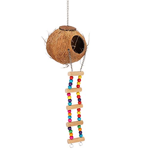 Yunseity Kokosnussschuppen -Swing Bett, MIT Leiter Nachhaltiges Vogelnest, für Kleine Hautiervögel von Yunseity