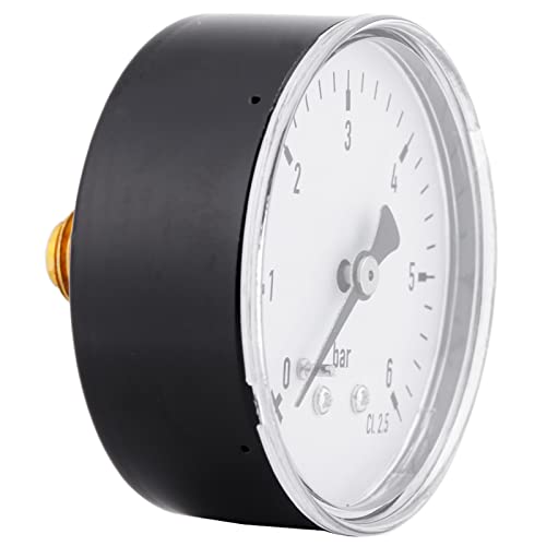 Yunseity Manometer, 1/4 Npt-Druckstock Mini-Hochpräzision-Manometer für Kraftstoff Luft öl Flüssisiges WASSER 0-6 Bar 1/4 Zoll Npt Gewinde von Yunseity