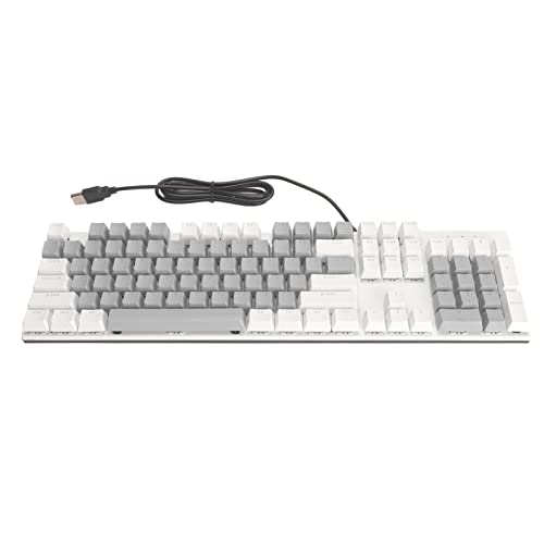 Yunseity Mechanische Gaming-Tastatur mit Blauem Schalter, 28 Hintergrundbeleuchtungsmodi, 104 Tasten, RGB-kabelgebundene Computertastatur mit Plug-and-Play, fürLinux (Weiß grau) von Yunseity