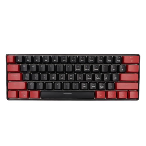 Yunseity Mechanische RGB-Tastatur, Komfortable Tragbare Mechanische Tastatur mit 61 Tasten, Kabelgebunden für Zuhause (rot schwarz) von Yunseity