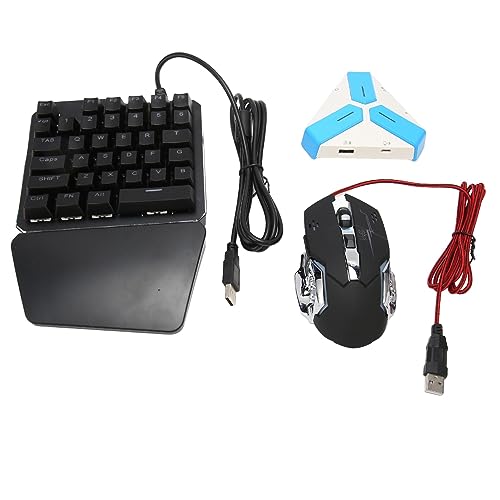 Yunseity Mobiler Spielekonverter, Tastatur-Maus-Adapter-Set mit Kabelgebundener und Kabelloser Verbindung, RGB-hintergrundbeleuchtete 35-Tasten-Mechanische-Tastatur, für PUBG Usw von Yunseity