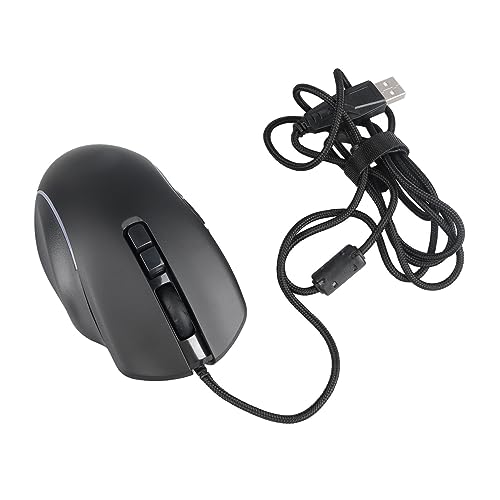 Yunseity RGB-Gaming-Maus mit Kabel, 10 Tasten, 6 Einstellbare DPI, Bequemer Griff, 14 Lichteffekte, für Computerspiele (Schwarz) von Yunseity