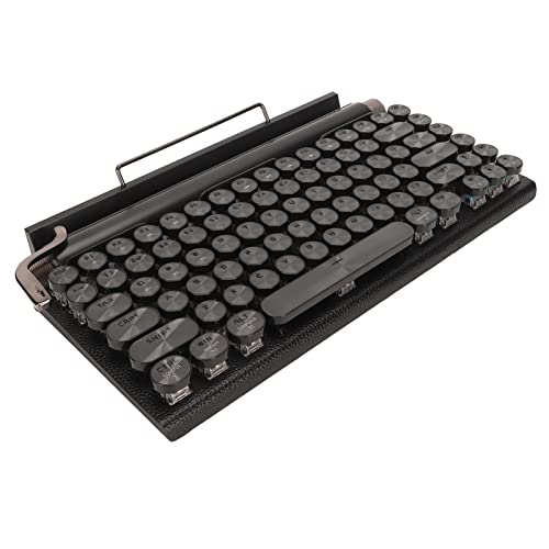 Yunseity Schreibmaschine Mechanische Tastatur, 83 Tasten Mechanische Tastatur Hintergrundbeleuchtung Wasserdicht 2000 MAh Lithium-Batterie für Computer (Black) von Yunseity