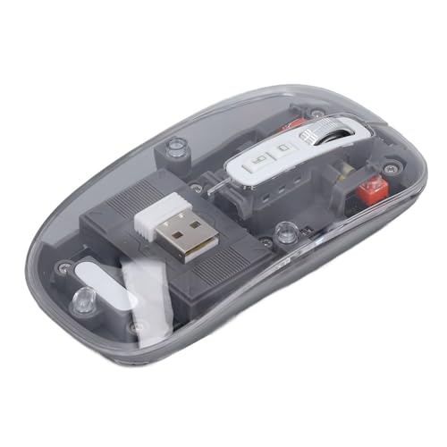 Yunseity Transparente Maus, 3-Modus-geräuschlose, Kompakte, Einstellbare DPI-Wireless-Maus für Laptop für (Grey) von Yunseity
