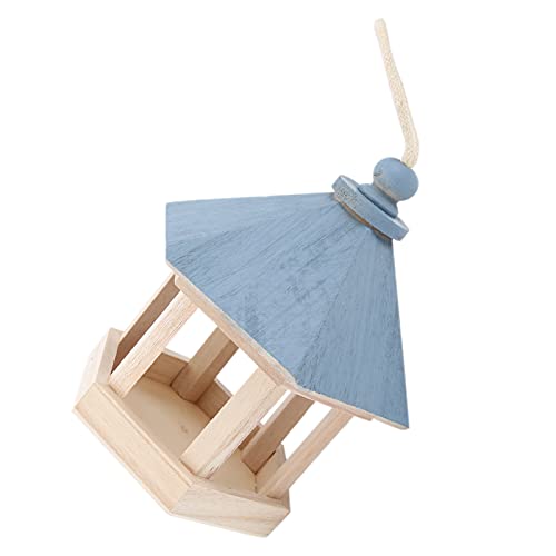 Yunseity Vogelhäuchen aus Holz, Schönes Zentrales Hohles Design, Hängende Vogelhäuten MIT Hängene Seildach für die Außenbererich für Innenbercher für Garten Den Garten vor der Balkon des (Blue) von Yunseity