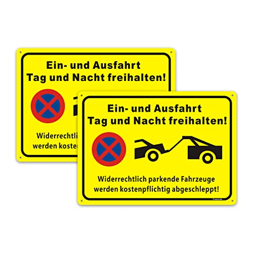 2 Stück Einfahrt Freihalten Schilder Ausfahrt freihalten Schild, 30X20cm dauerhaft Alu Schild mit UV-Schutz vorgebohrte Löcher für einfache Montage von Yuntarda