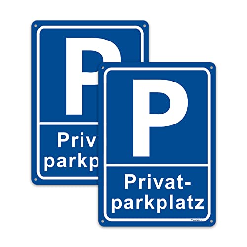 2 Stück PrivatParkplatz Schilder,Parken verboten Schild 30 x 20 cm aus dauerhaft Alu mit UV-Schutz Wetterfest von Yuntarda