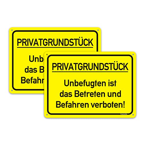 2 Stück Privatgrundstück Unbefugten ist das Betreten und Befahren verboten Schild 18 x 25 cm aus Dauerhaft Alu Achtung Privatgrund Schild mit UV-Schutz Vorgebohrt für einfache Montage von Yuntarda