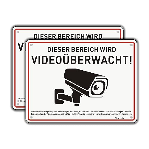 2 Stück Videoüberwachung Schild Privatgrundstück mit DSGVO Hinweis 15x20cm Aluminium Schilder Kameraüberwachung mit Selbstklebend und 4 Bohrlöcher Kamera Überwachung Schild Warnschild 2 Stück Videoüberwachung Schild Privatgrundstück mit DSGVO Hinweis 15x20cm Aluminium Schilder Kameraüberwachung mit Selbstklebend und 4 Bohrlöcher Kamera Überwachung Schild Warnschild von Yuntarda