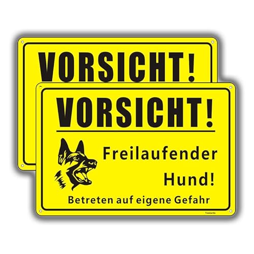 2 Stück Vorsicht Hund Schild 30x20cm aus stabiler PVC Achtung vor dem Hund Schild mit UV-Schutz von Yuntarda