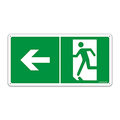 Schild Notausgang, Alu 30x15cm mit UV-Schutz Notausgangsschild Pfeil Links Fluchtwegschild Rettungsweg von Yuntarda