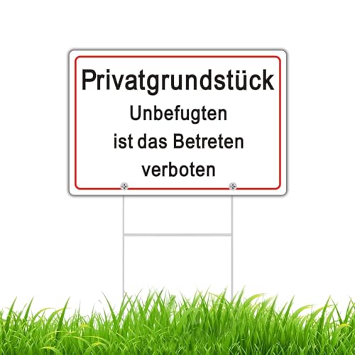 Privatgrundstück Schilder mit Pfosten Metall Alu Reflektierend 20x30cm Privatgrundstück Betreten und Befahren Verboten Schild mit 35cm H Metall Pfosten UV-beständig Wetterfest von Yuntarda