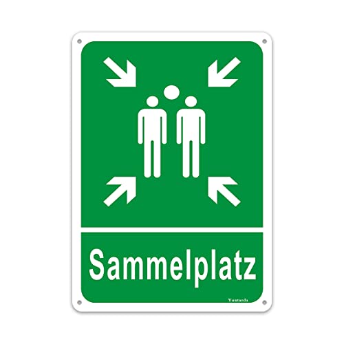Sammelplatz Schild,Alu 20X30cm Sammelstelle Sammelpunkt Schild mit vorgebohrtem Loch für einfache Montage von Yuntarda