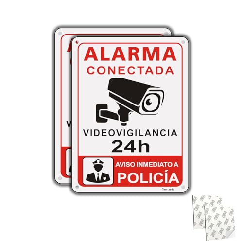 Schild für Videoüberwachung, selbstklebend, Aluminium, reflektierend, 15 x 20 cm, Videoüberwachungsplatte, Metall, langlebig, wasserdicht und UV-beständig, 2 Stück von Yuntarda