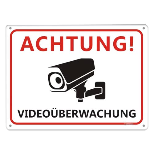Videoüberwachung Schild 25 x 18 cm aus Dauerhaft Alu Achtung Privatgrund Schild mit UV-Schutz Vorgebohrt für einfache Montage von Yuntarda