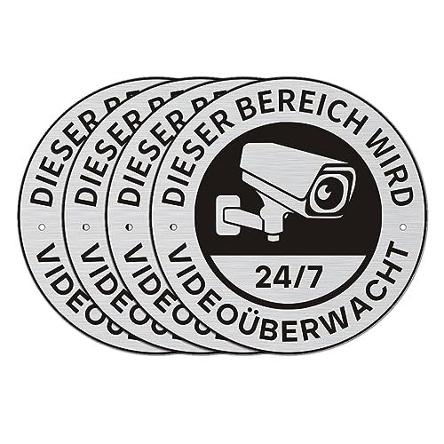 Videoüberwachung Schild Privatgrundstück, 4 Stück ⌀10cm Aluminium Schilder Kameraüberwachung mit Selbstklebend Kamera Überwachung Schild Warnschild Videoüberwachung Schild Privatgrundstück, 4 Stück ⌀10cm Aluminium Schilder Kameraüberwachung mit Selbstklebend Kamera Überwachung Schild Warnschild von Yuntarda
