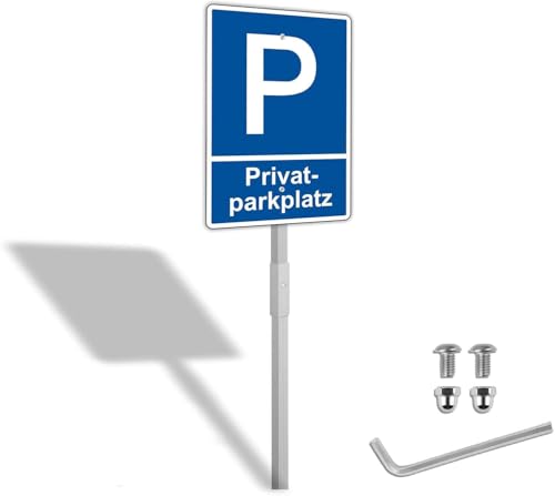 Yuntarda PrivatParkplatz Schild mit Pfosten,Parken verboten Schild 30 x 20 cm aus dauerhaft Alu mit UV-Schutz Wetterfest von Yuntarda