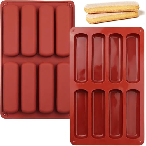 Yunxiao88 Finger-Keks-Silikonform, 8 Mulden, Müsliriegel-Backform, antihaftbeschichtet, für Cnady, Eclair, Brot, Muffin, Seife, Harz, 2 Stück Yunxiao88 Finger-Keks-Silikonform, 8 Mulden, Müsliriegel-Backform, antihaftbeschichtet, für Cnady, Eclair, Brot, Muffin, Seife, Harz, 2 Stück von Yunxiao88
