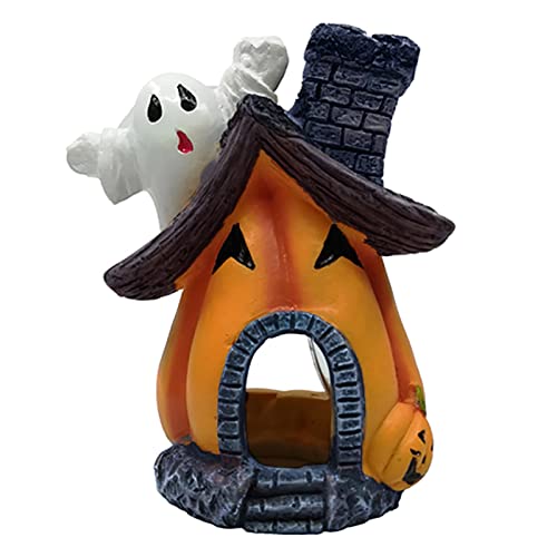 Deko Wohnzimmer Halloween Deko Aquarium Aquarium Dekoration Simulation Gemüse Cartoon Harz Dekoration Kürbis Haus Halloween Set Dekoration Ordner Ablagesystem (A, One Size) von Yunyahe